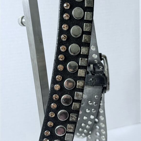 Brambilla Made in Italy multi metal studs around the belt .Measures 45 inches main image 5
